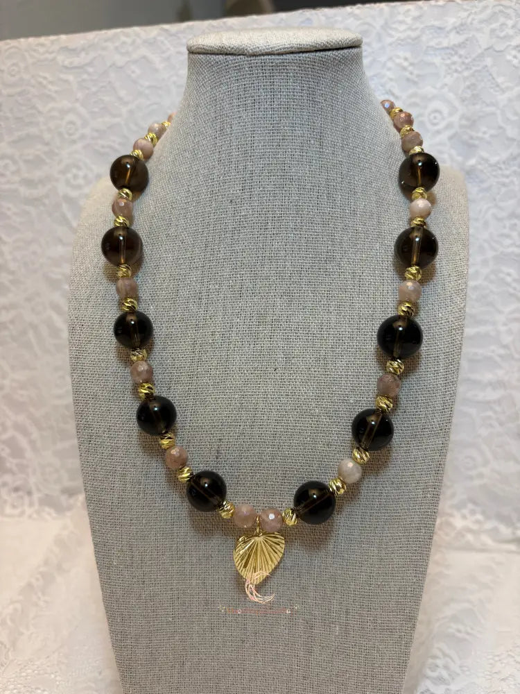 Eclipse of the Light Necklace | Smokey Quartz, Sunstone & 18K Gold Filled