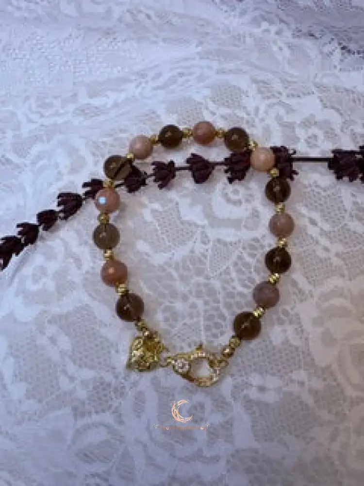Eclipse of the Light Bracelet | Smoky Quartz, Sunstone & 18K Gold Filled