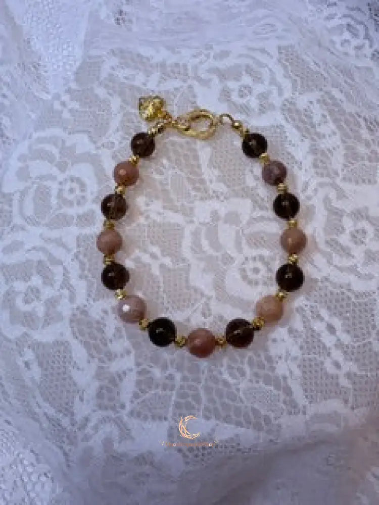 Eclipse of the Light Bracelet | Smoky Quartz, Sunstone & 18K Gold Filled