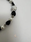 Black Onyx, Pearl & Crystal Bracelet - 7.75 Inch