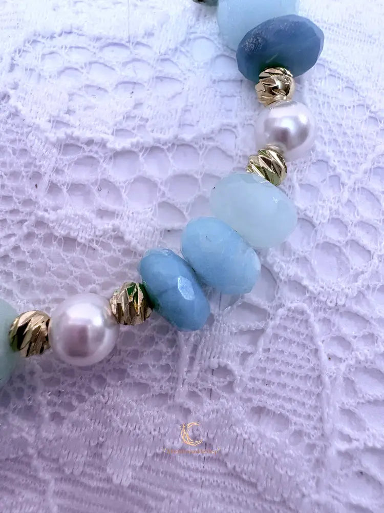 Emergence of Light Bracelet – Chrysoprase, Cultured Pearl & 18K Gold Filled