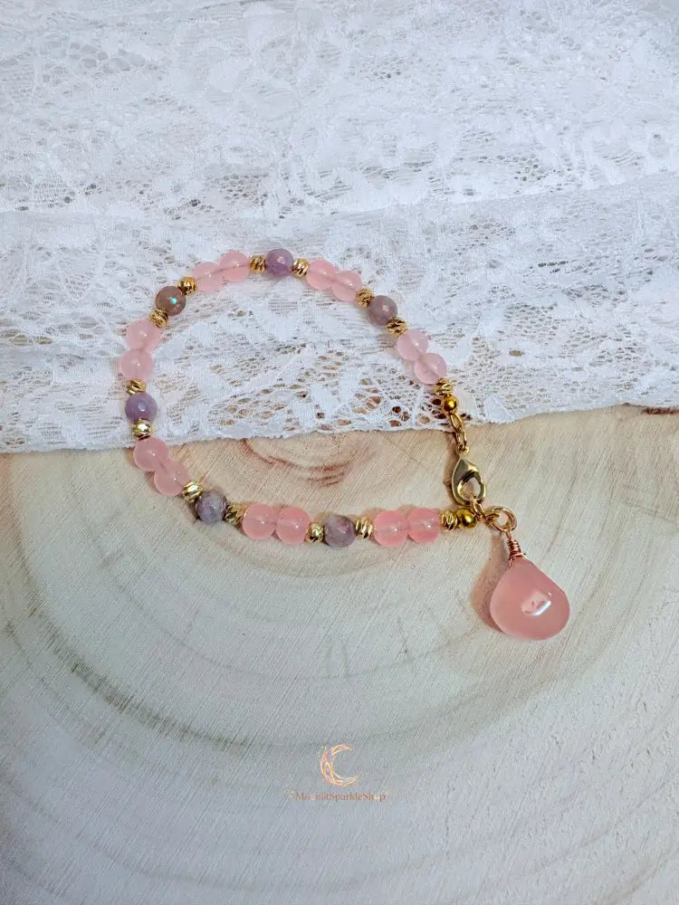 Ethereal Bloom Bracelet | Pink Chalcedony & Lavender Jade Gold Filled Bracelet