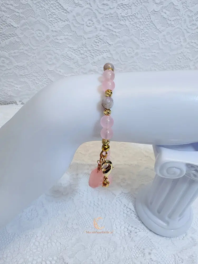 Ethereal Bloom Bracelet | Pink Chalcedony & Lavender Jade Gold Filled Bracelet