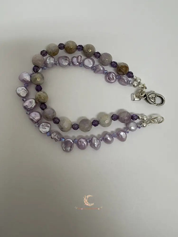 Mystic Moonstone and Pink Keshi Pearl 2 Strand Bracelet