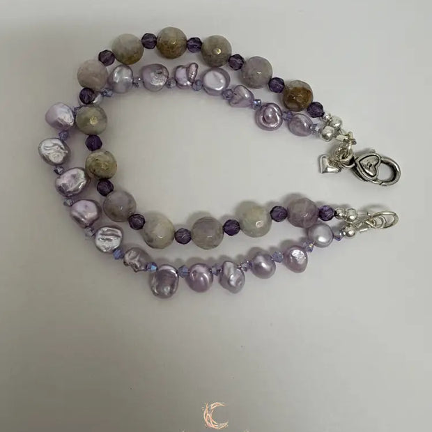 Mystic Moonstone and Pink Keshi Pearl 2 Strand Bracelet