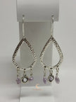 Pink Keshi Pearl and Crystal Silver Tear Drop Earrings