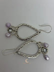 Pink Keshi Pearl and Crystal Silver Tear Drop Earrings