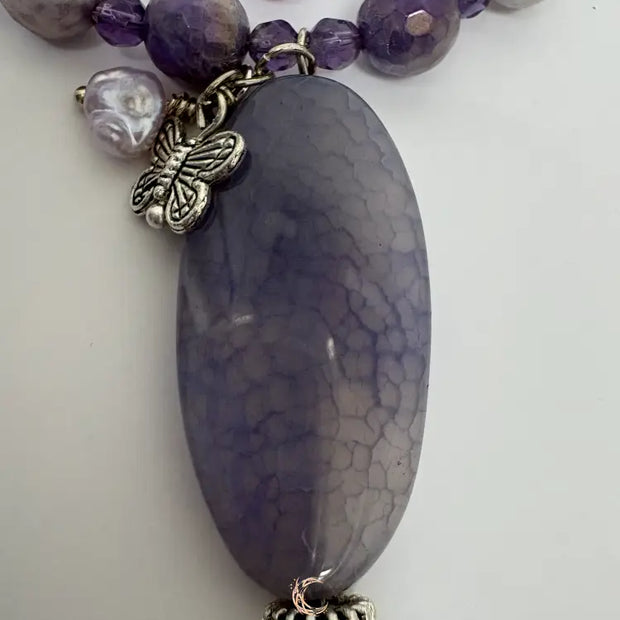 Mystic Moonstone Pink Keishi Pearl Necklace | Handcrafted Gemstone Jewelry