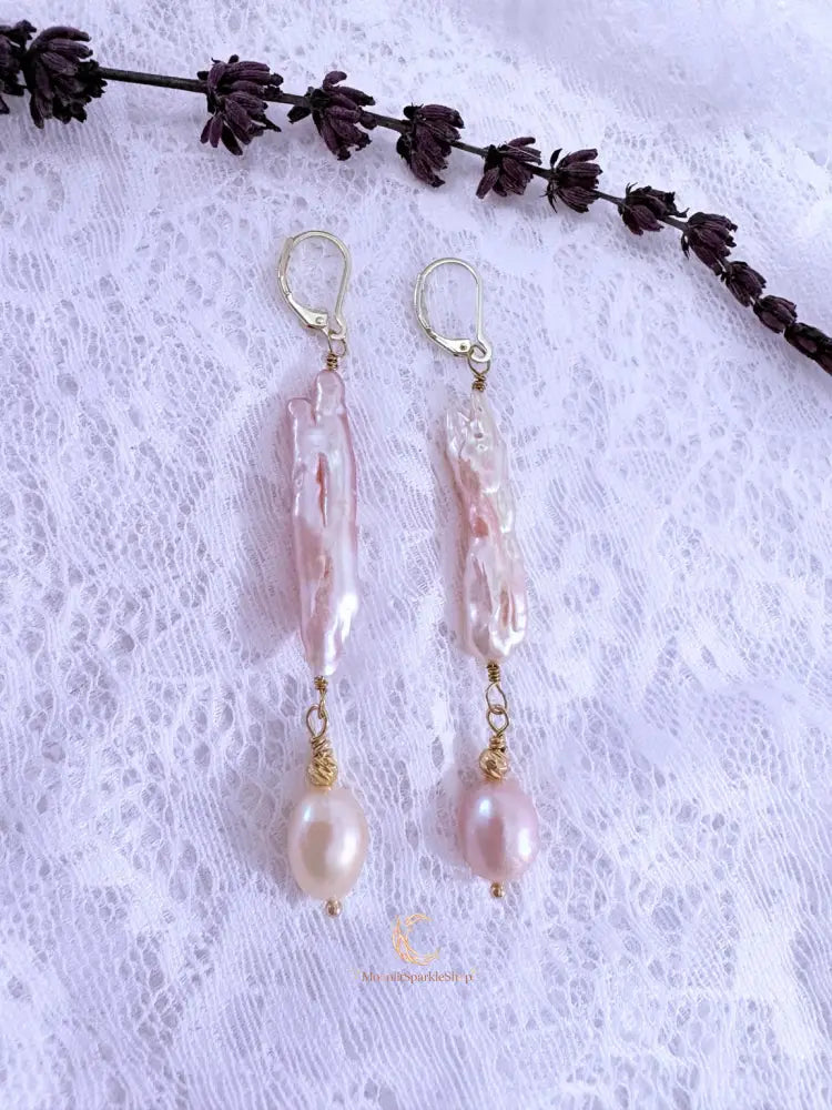 Blush Baroque Pearl Drop Earrings | Gold Filled | Knowing Collection