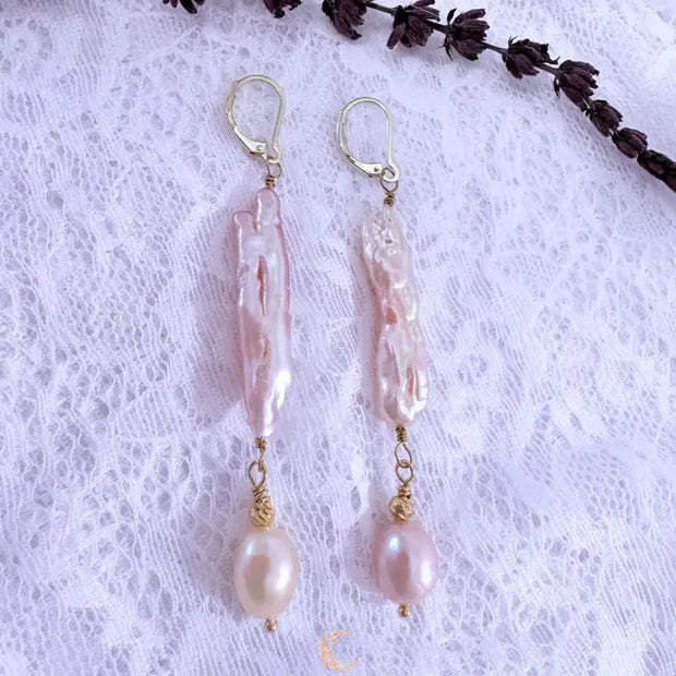 Blush Baroque Pearl Drop Earrings | Gold Filled | Knowing Collection