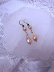 Quiet Balance Drop Earrings | Blush Baroque Pearl & Black Crystal | 18K Gold Filled Elegant Dangles
