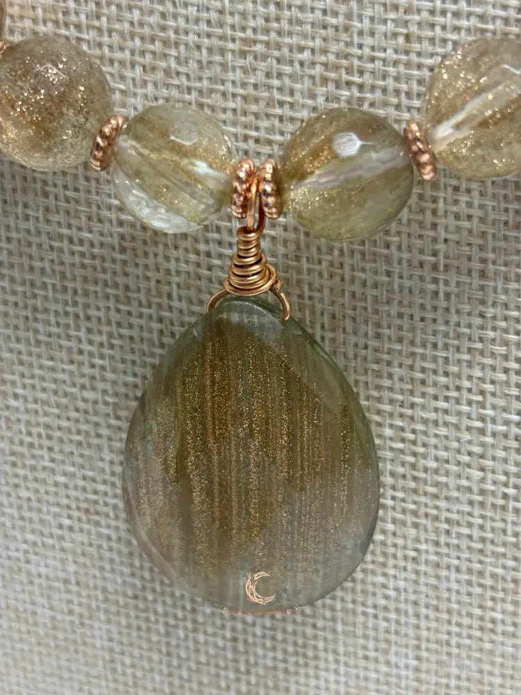 Rutilated Quartz Pendant Necklace – Bold Natural Gemstone Statement Jewelry