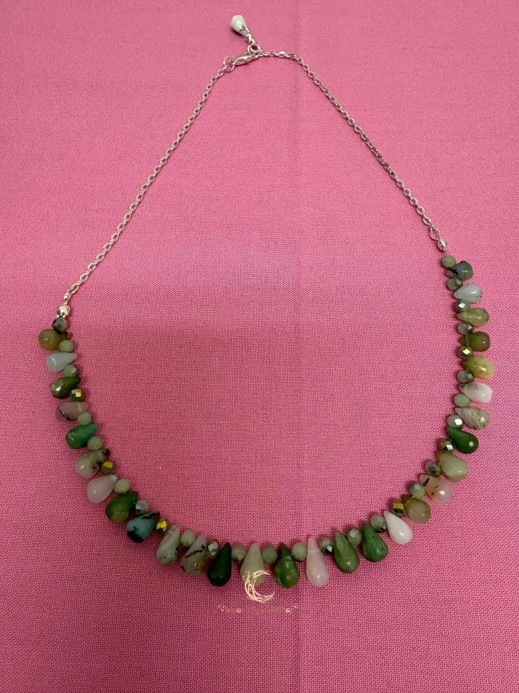 Peruvian Opal Necklace - Blue Green Crystal Sterling Silver Pendant