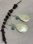 Mother of Pearl Drop Earrings - Aquamarine Moonstone Sterling Silver