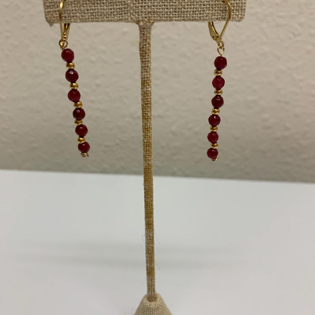 Red Andalusite Earrings – Gold Plated Gemstone Drop Dangle Earrings for Women