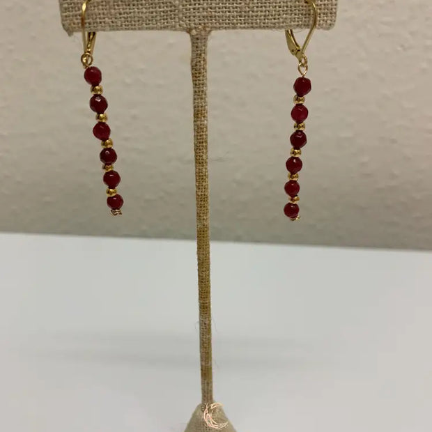 Red Andalusite Earrings – Gold Plated Gemstone Drop Dangle Earrings for Women