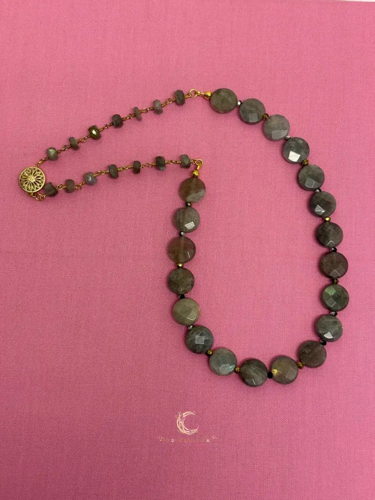 Labradorite Crystal Necklace – Gold Accents & Iridescent Gemstone Jewelry