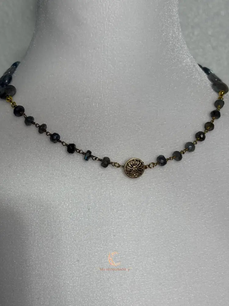 Labradorite Crystal Necklace – Gold Accents & Iridescent Gemstone Jewelry