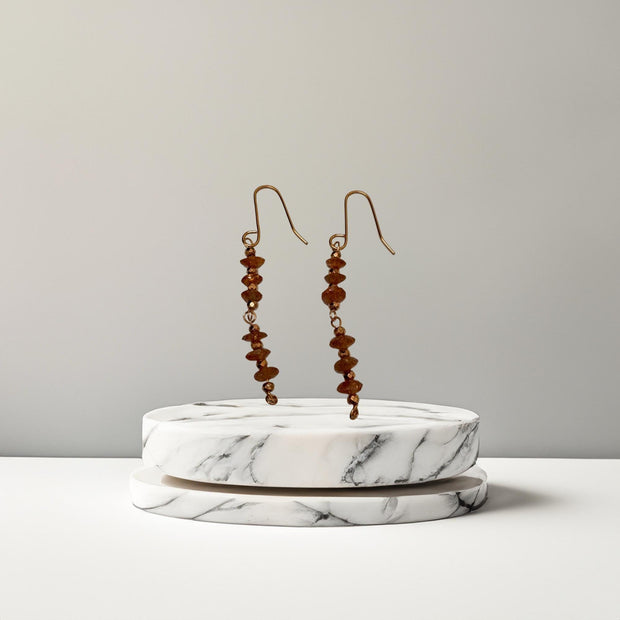 Sunstone Copper Drop Earrings – Handmade Healing Crystal Gemstone Jewelry