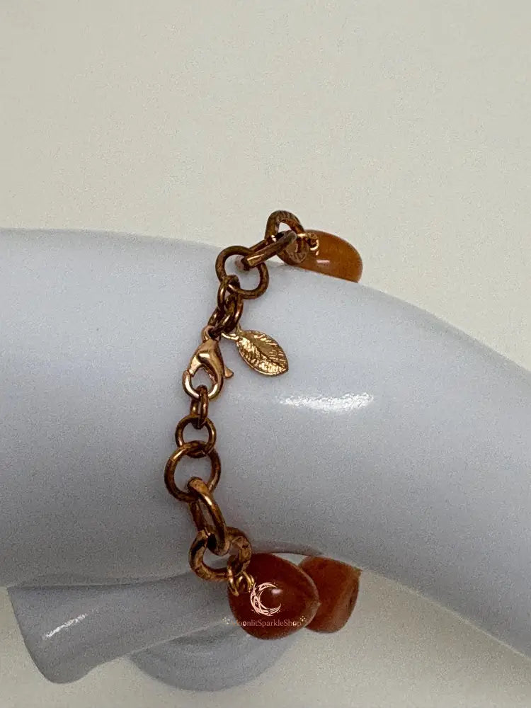 Carnelian & Copper Bracelet – Chunky Gemstone Statement Jewelry