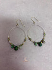 Peruvian Opal Earrings - Sterling Silver Hoop Dangles with Czech Glass Beads