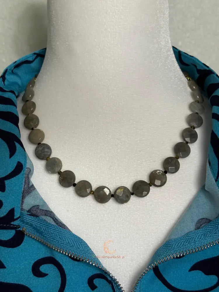 Labradorite Crystal Necklace – Gold Accents & Iridescent Gemstone Jewelry