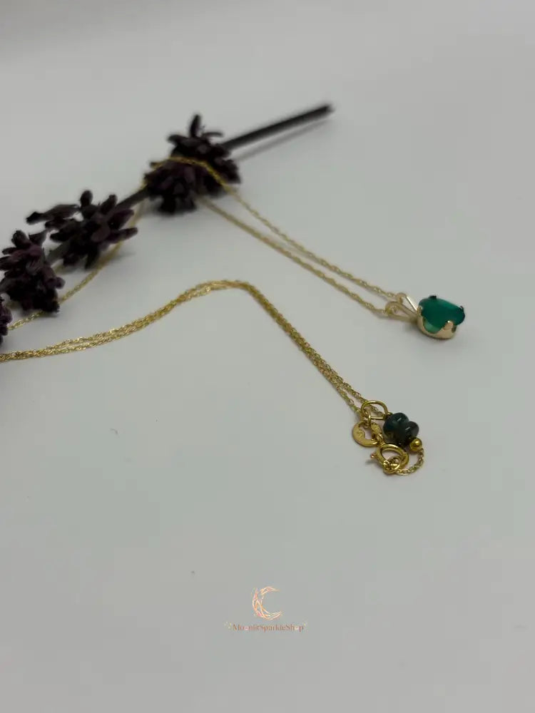 Dark Blue Ocean Opal Necklace – 14K Gold Chain & Rare Gemstone Pendant Jewelry