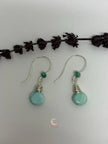Blue Peruvian Opal Earrings – Silver Wire Wrapped Drop Gemstone Jewelry