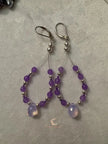 Lavender Quartz Drop Earrings - Czech Crystal Teardrop Sterling Silver