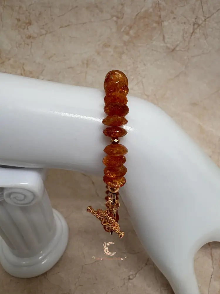 Sunstone Bracelet – Red Orange Gemstone Copper Healing Crystal Jewelry