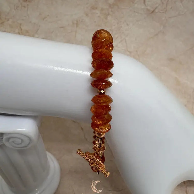 Sunstone Bracelet – Red Orange Gemstone Copper Healing Crystal Jewelry