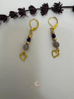 Agate Amethyst Drop Earrings – Gold Plated Gemstone Dangle Jewelry for Women