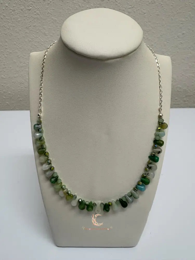 Peruvian Opal Necklace - Blue Green Crystal Sterling Silver Pendant