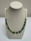 Peruvian Opal Necklace - Blue Green Crystal Sterling Silver Pendant