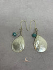 Mother of Pearl Drop Earrings - Aquamarine Moonstone Sterling Silver