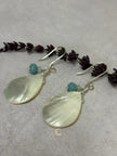 Mother of Pearl Drop Earrings - Aquamarine Moonstone Sterling Silver