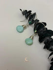 Blue Peruvian Opal Earrings – Silver Wire Wrapped Drop Gemstone Jewelry