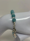 Aquamarine Pearl Bracelet - Sterling Silver with Moonstone & Heart Charm