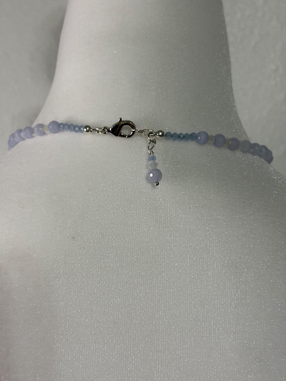 Moonstone Blue Lace Agate Necklace – Sterling Silver Teardrop Gemstone Jewelry