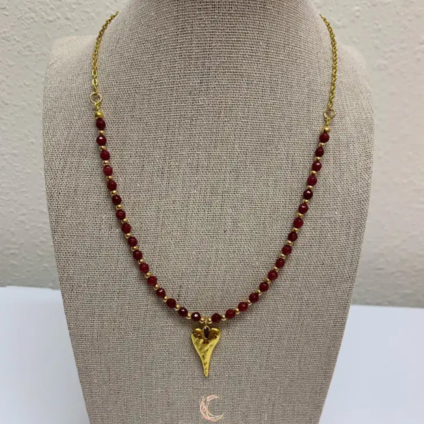 Red Andalusite Pendant Necklace – 18.5" Gold Plated Chain Gemstone Jewelry