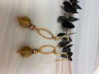 Rutilated Quartz Drop Earrings - Copper Gemstone Statement Jewelry