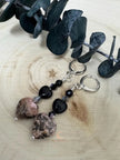Rhodonite Heart Drop Earrings – Silver Lever Back Gemstone Jewelry