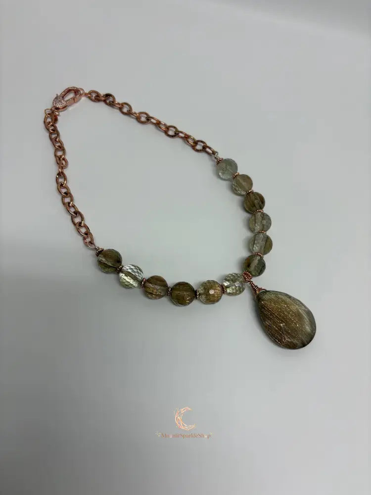 Rutilated Quartz Pendant Necklace – Bold Natural Gemstone Statement Jewelry