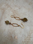 Rutilated Quartz Drop Earrings - Copper Gemstone Statement Jewelry