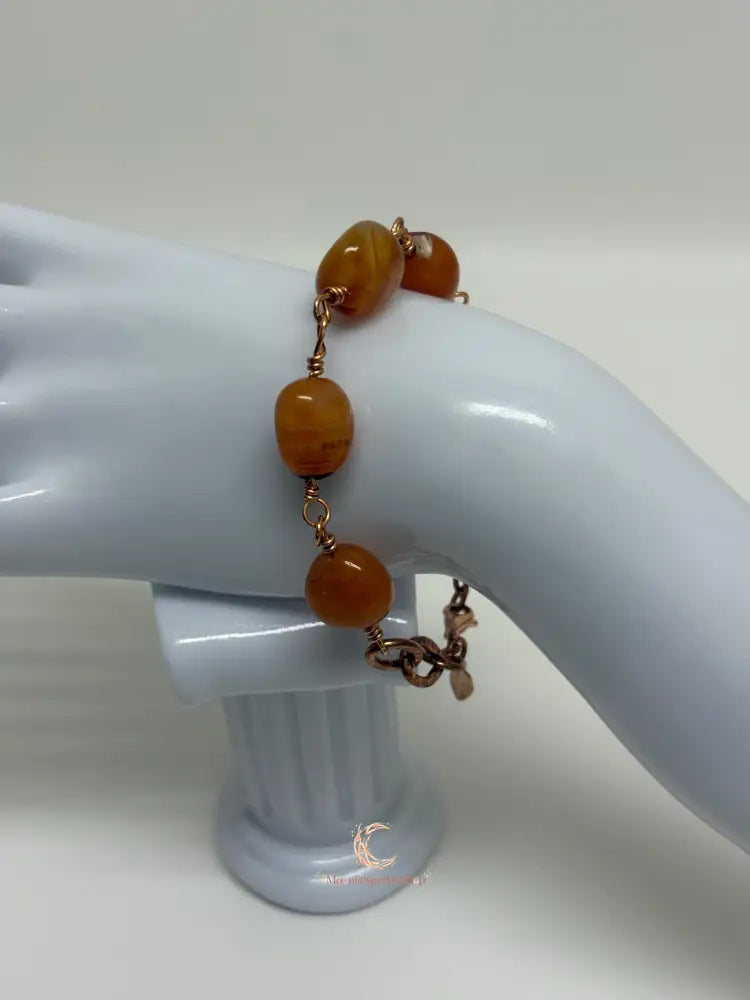 Carnelian & Copper Bracelet – Chunky Gemstone Statement Jewelry