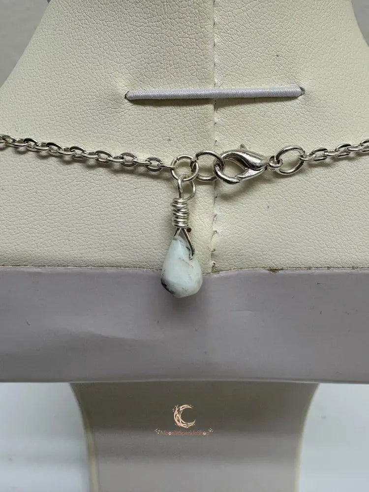 Peruvian Opal Necklace - Blue Green Crystal Sterling Silver Pendant