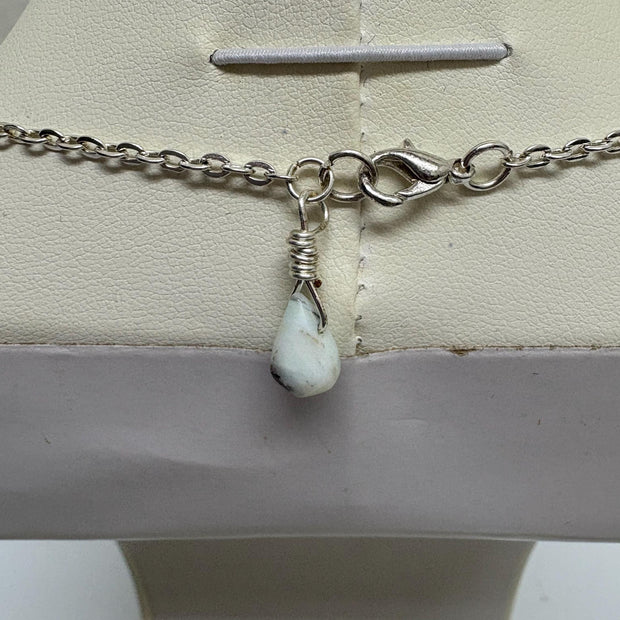 Peruvian Opal Necklace - Blue Green Crystal Sterling Silver Pendant