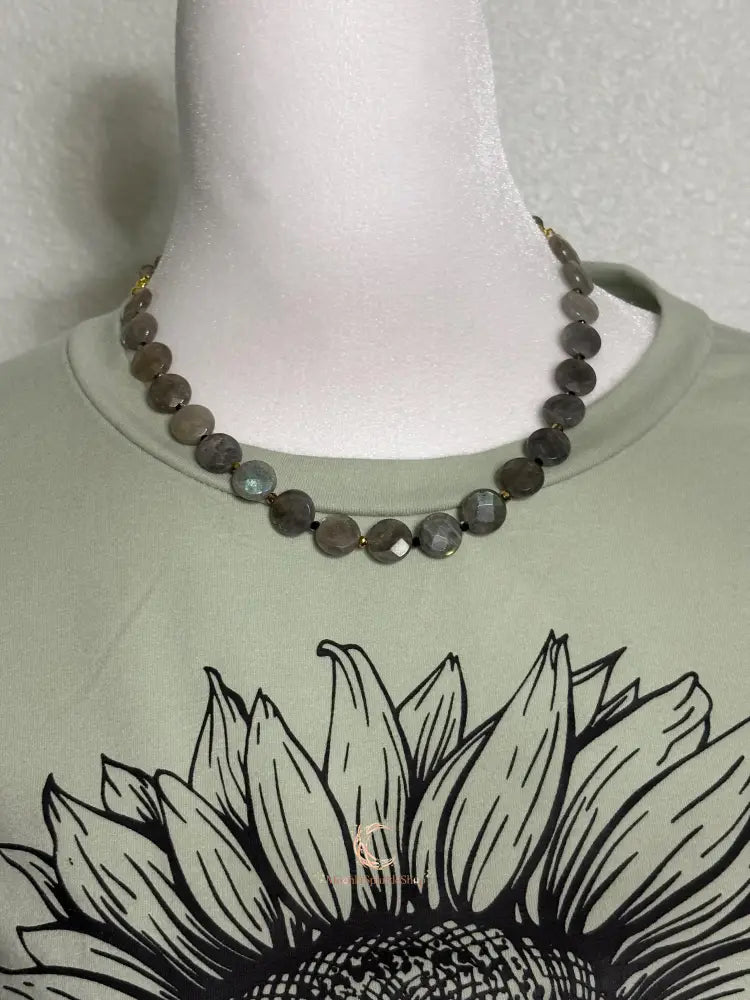 Labradorite Crystal Necklace – Gold Accents & Iridescent Gemstone Jewelry