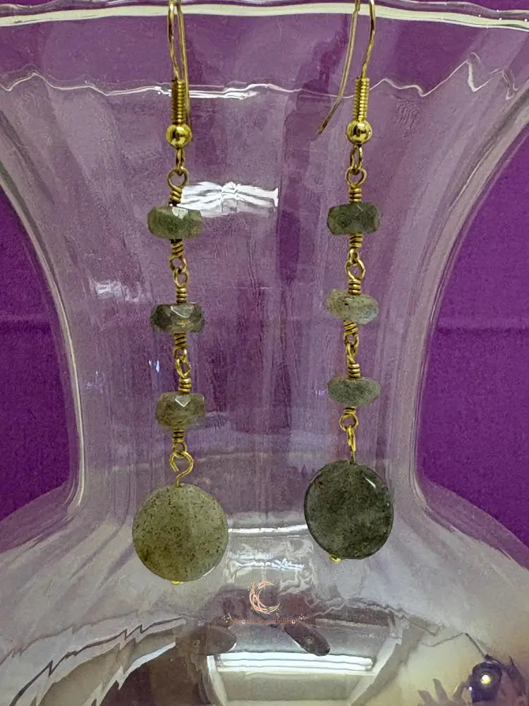 Labradorite Drop Earrings – Gold Plated French Wire Gemstone Jewelry for Women