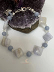 Blue Lace Agate, & Moonstone Peace Bracelet - MoonlitSparkleShop